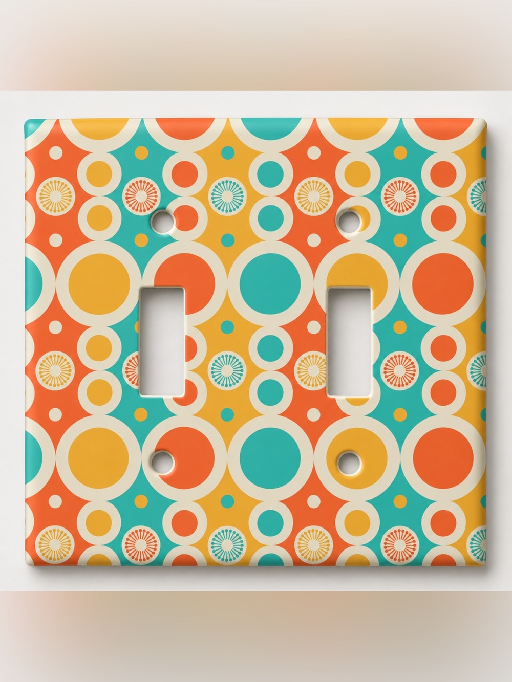 Handmade Retro Mod Circle Pattern Rocker Light Switch Cover Plate